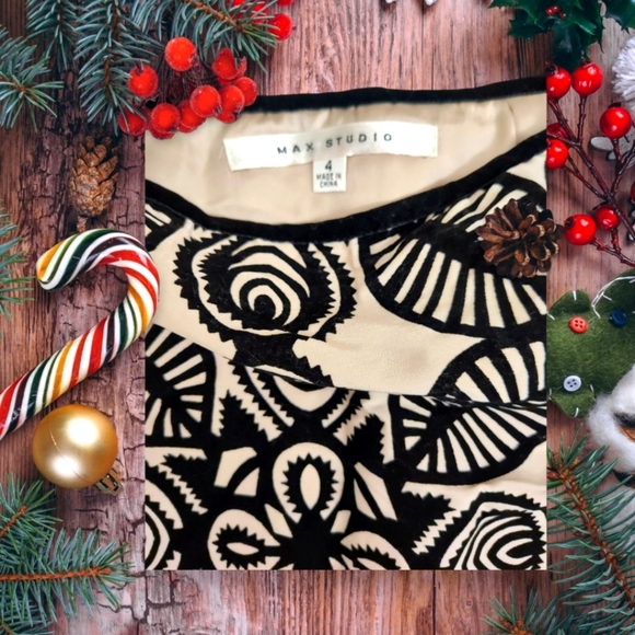 Max Studio 4 Silky & Velvet Brocade Skirt - Picture 2 of 3